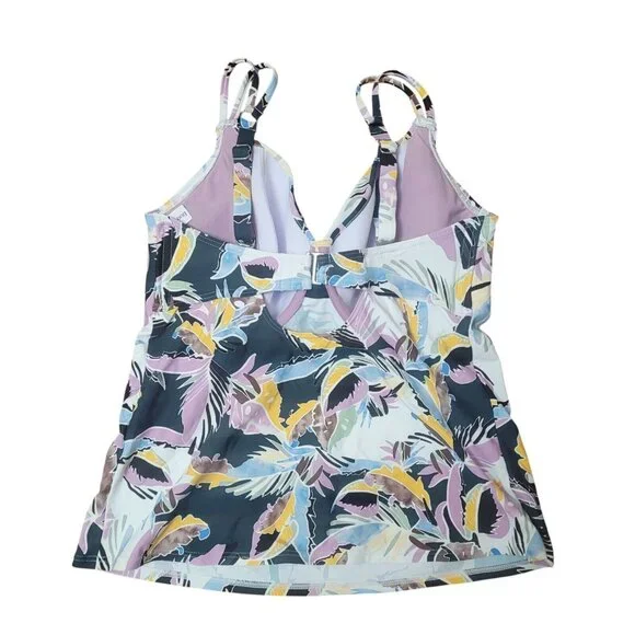 Birdsong Size 32I Bare Necessities Palm Print Underwire Wrap Tankini Swim Top - Picture 5 of 14
